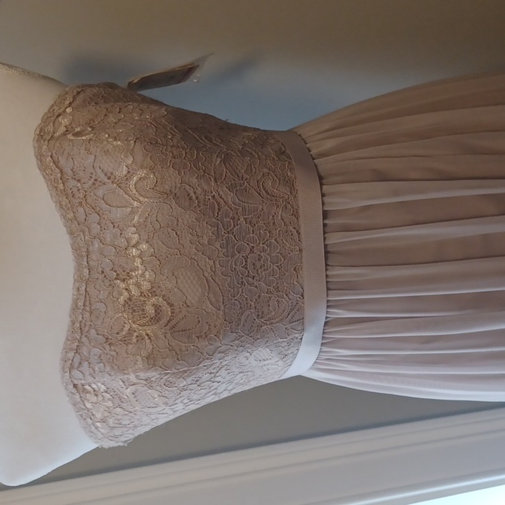 Brown strapless bridesmaid dress